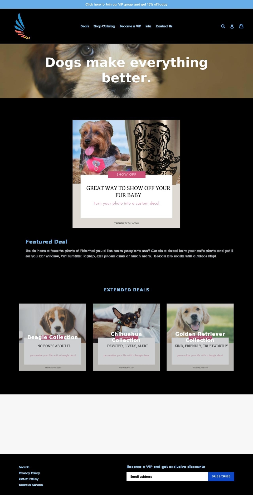 trishpixelthis.com — Shopify storefront screenshot