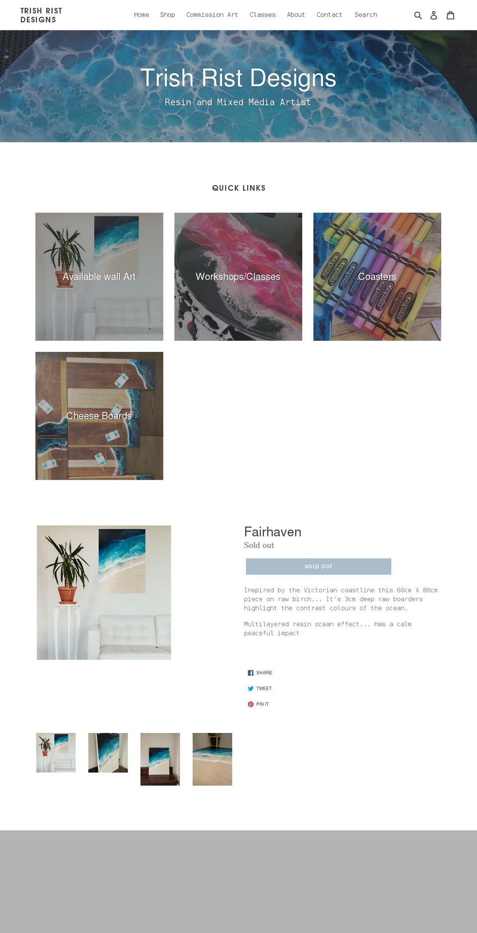 trishristdesigns.com.au shopify website screenshot