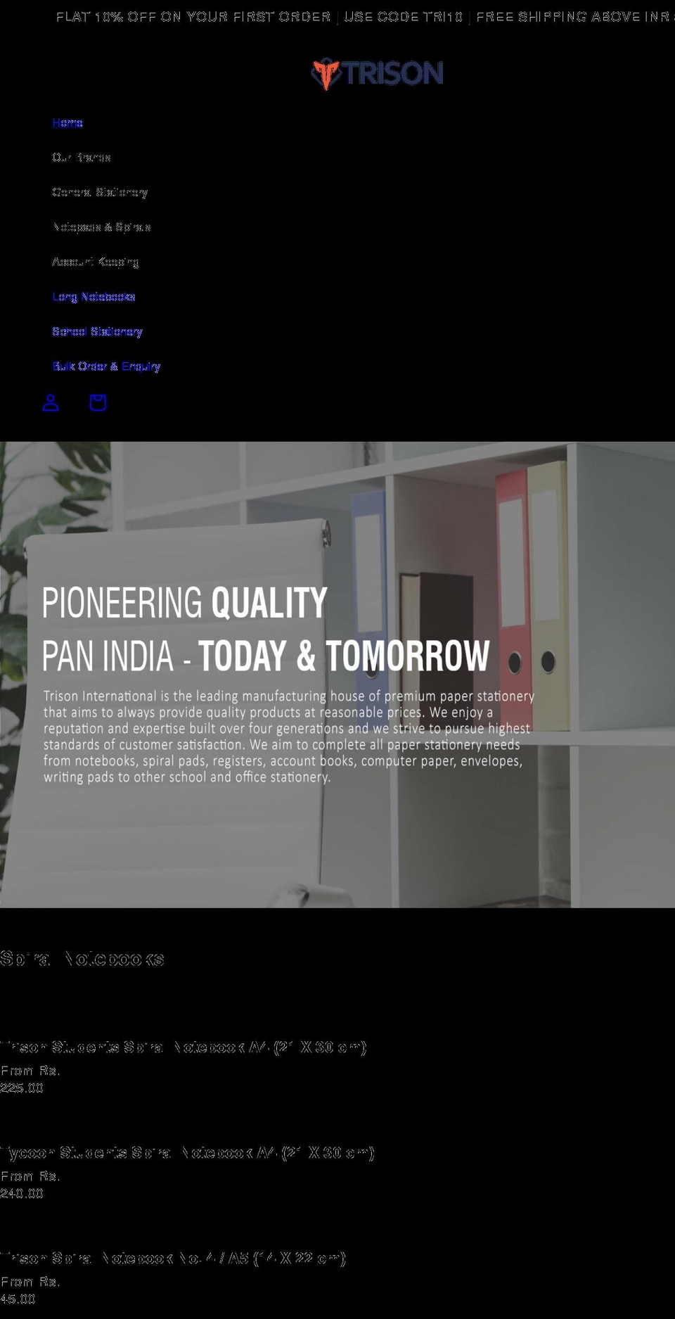 trison.in shopify website screenshot