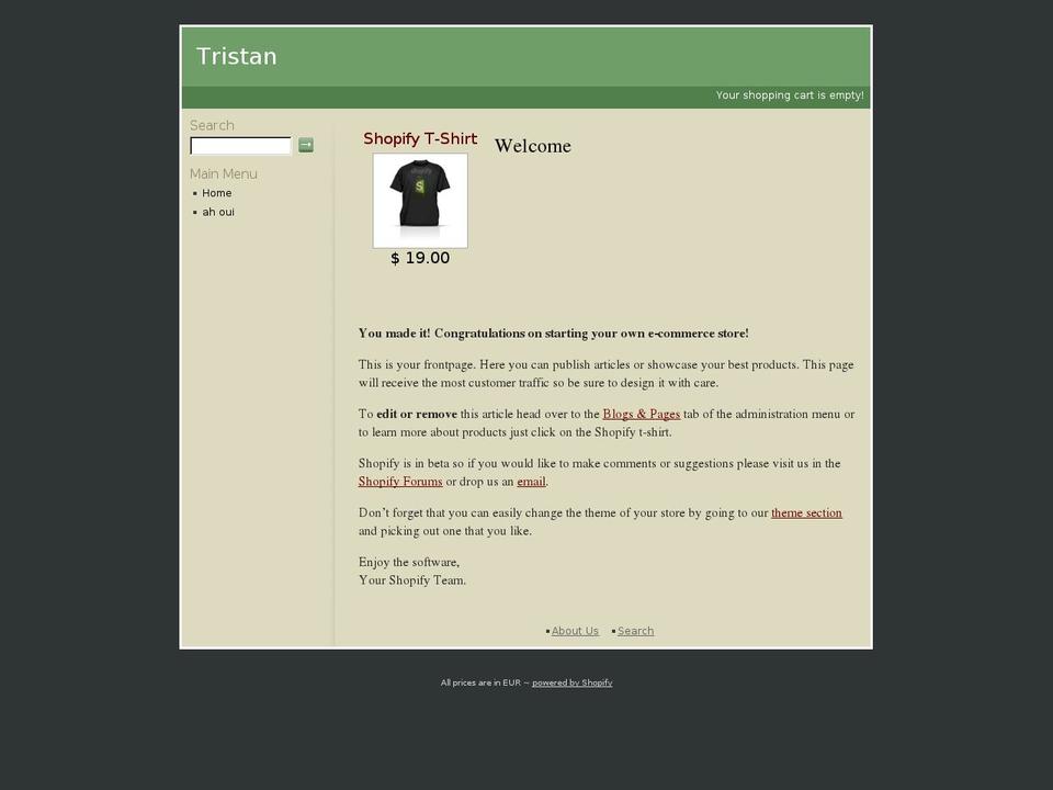 tristan.myshopify.com shopify website screenshot