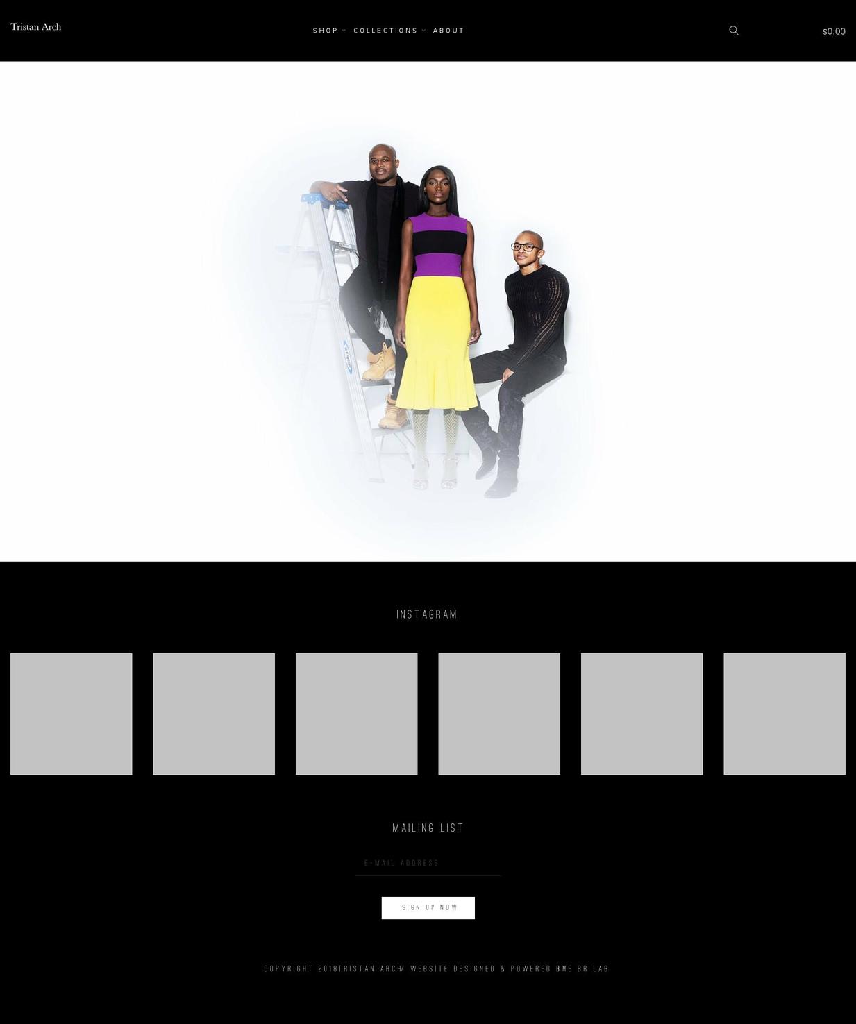 tristanarch.info shopify website screenshot