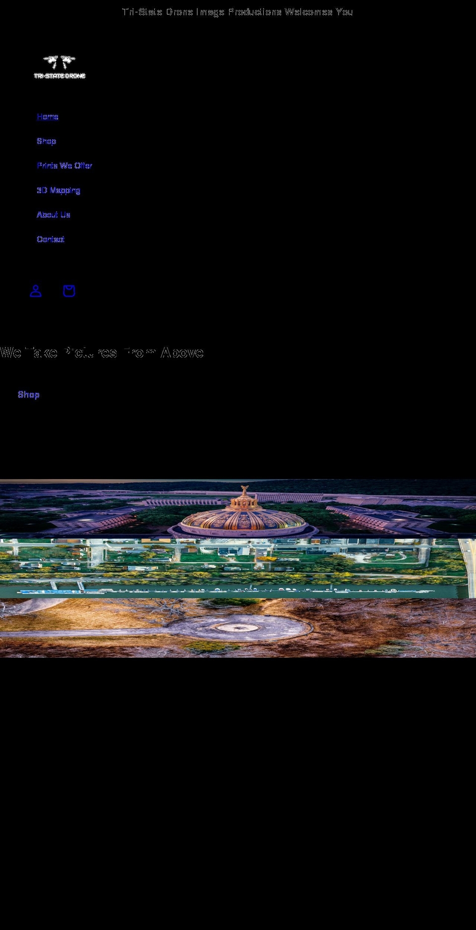 tristatedrone.net shopify website screenshot