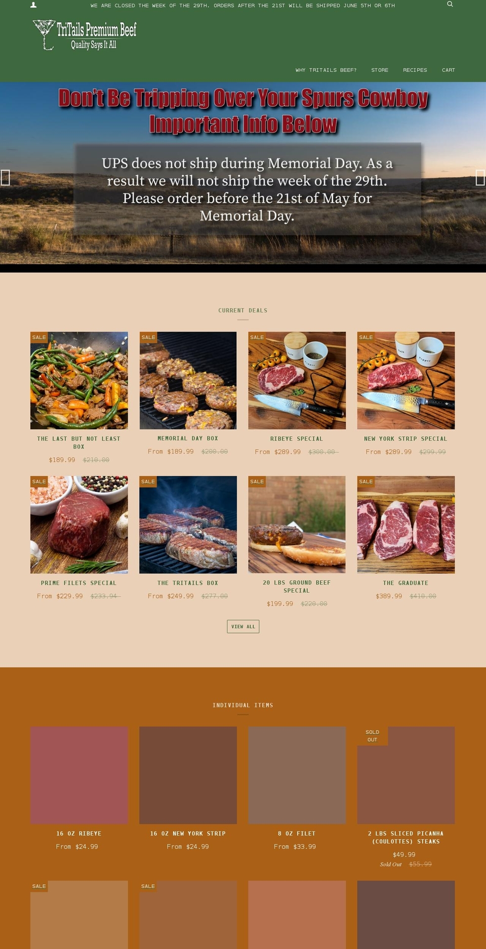 tritailbeef.com — Shopify storefront screenshot