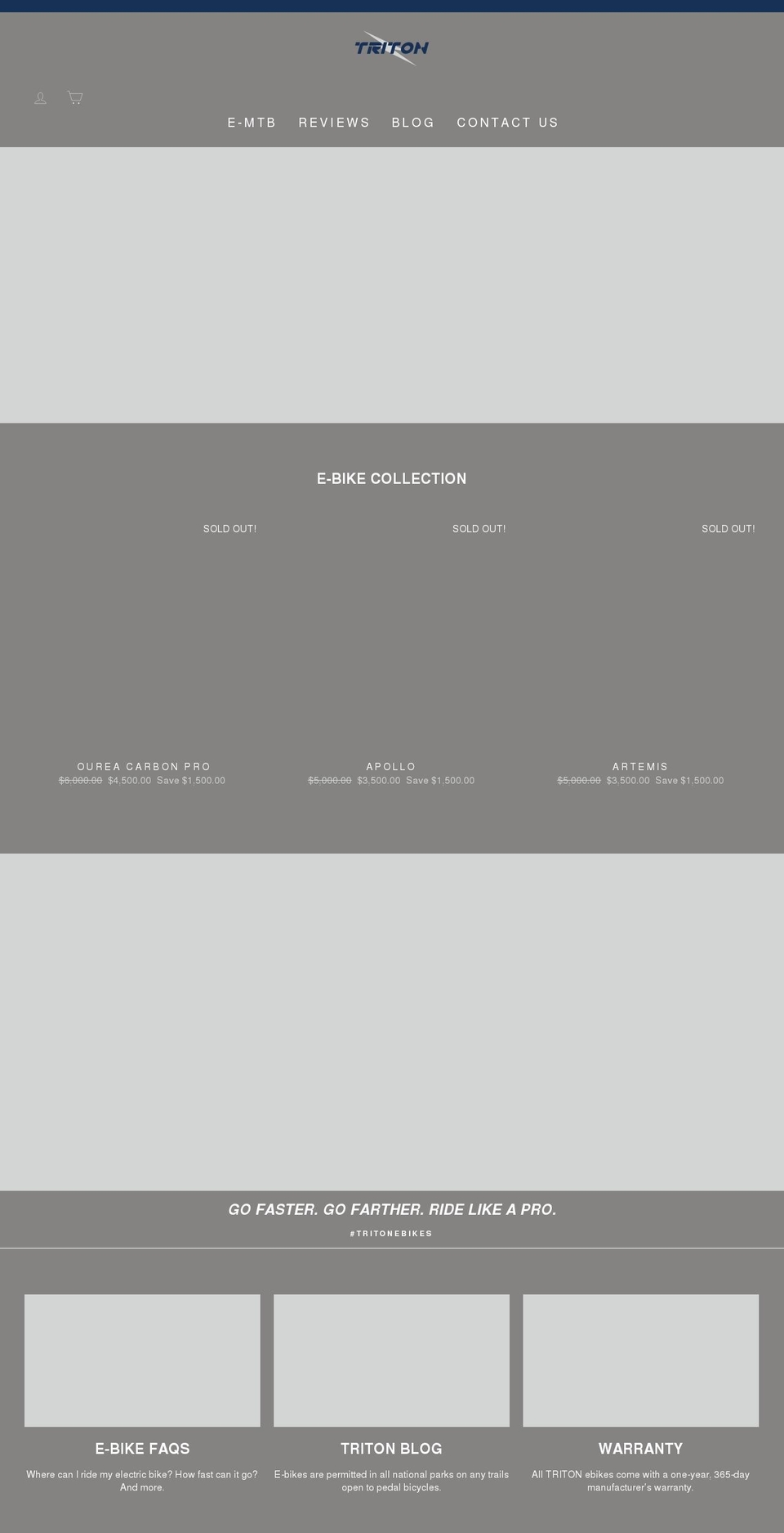 tritonelectricbikes.com shopify website screenshot