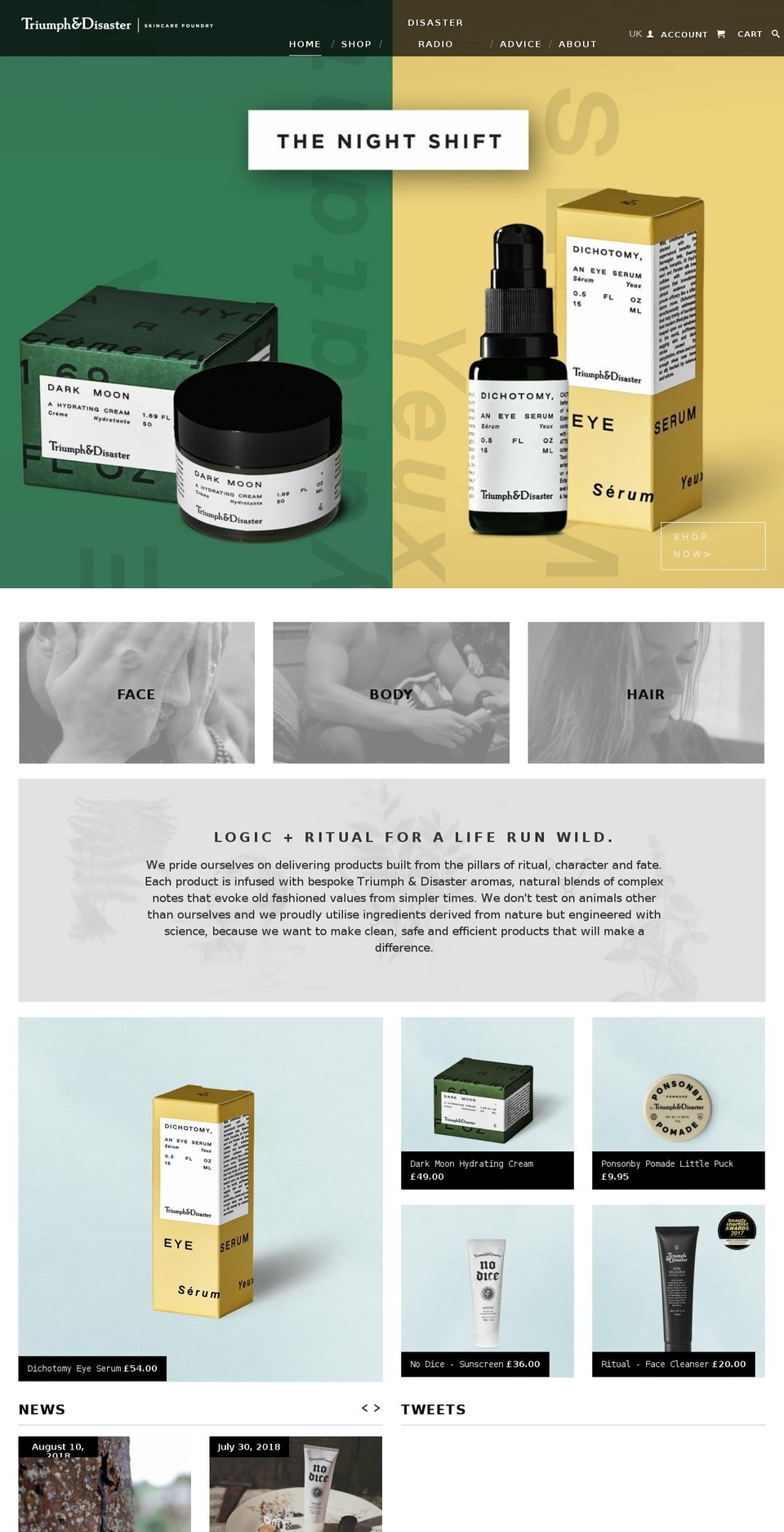 triumphanddisasteruk.com — Shopify storefront screenshot