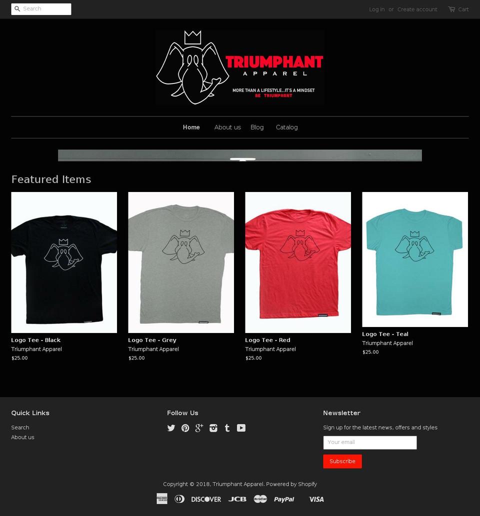 triumphantapparel.com — Shopify storefront screenshot