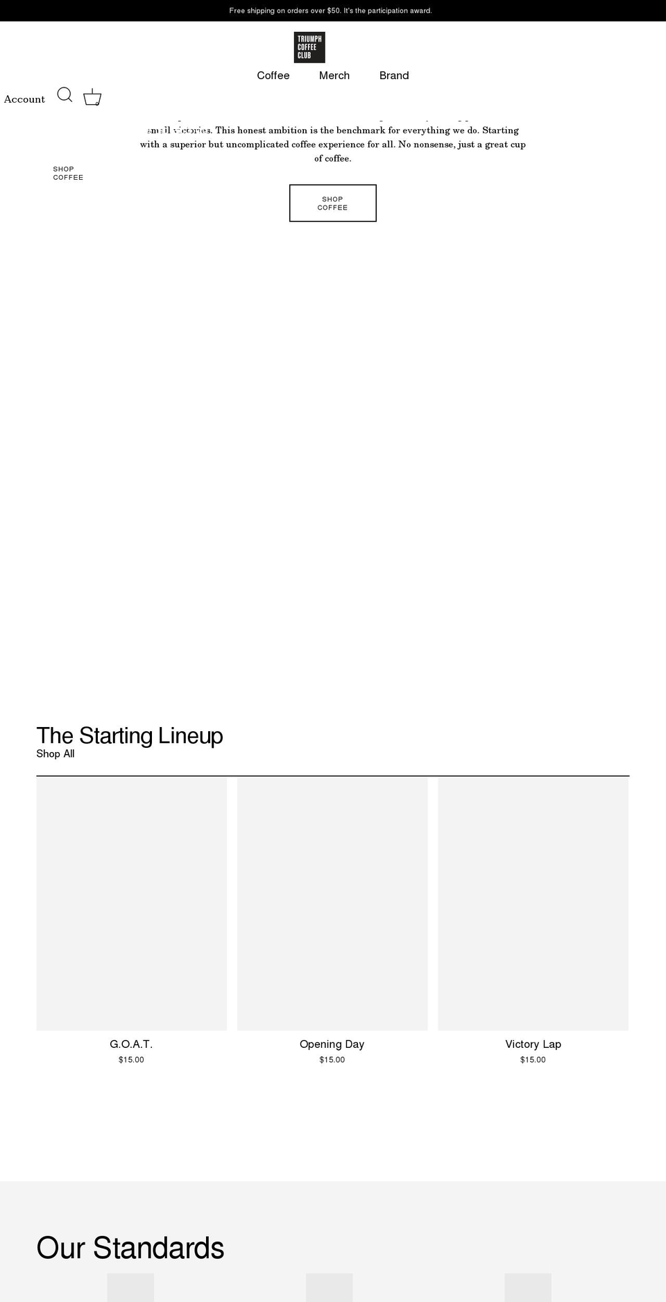 triumphcoffeeclub.com shopify website screenshot