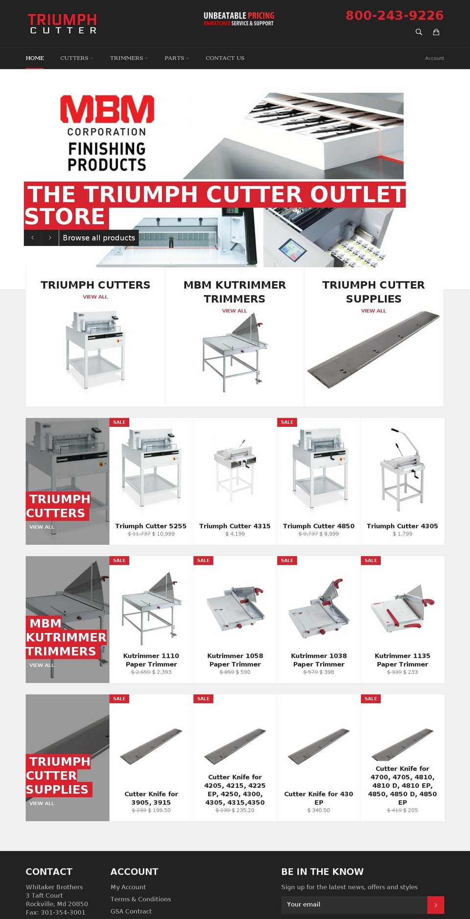 triumphcutter.com shopify website screenshot