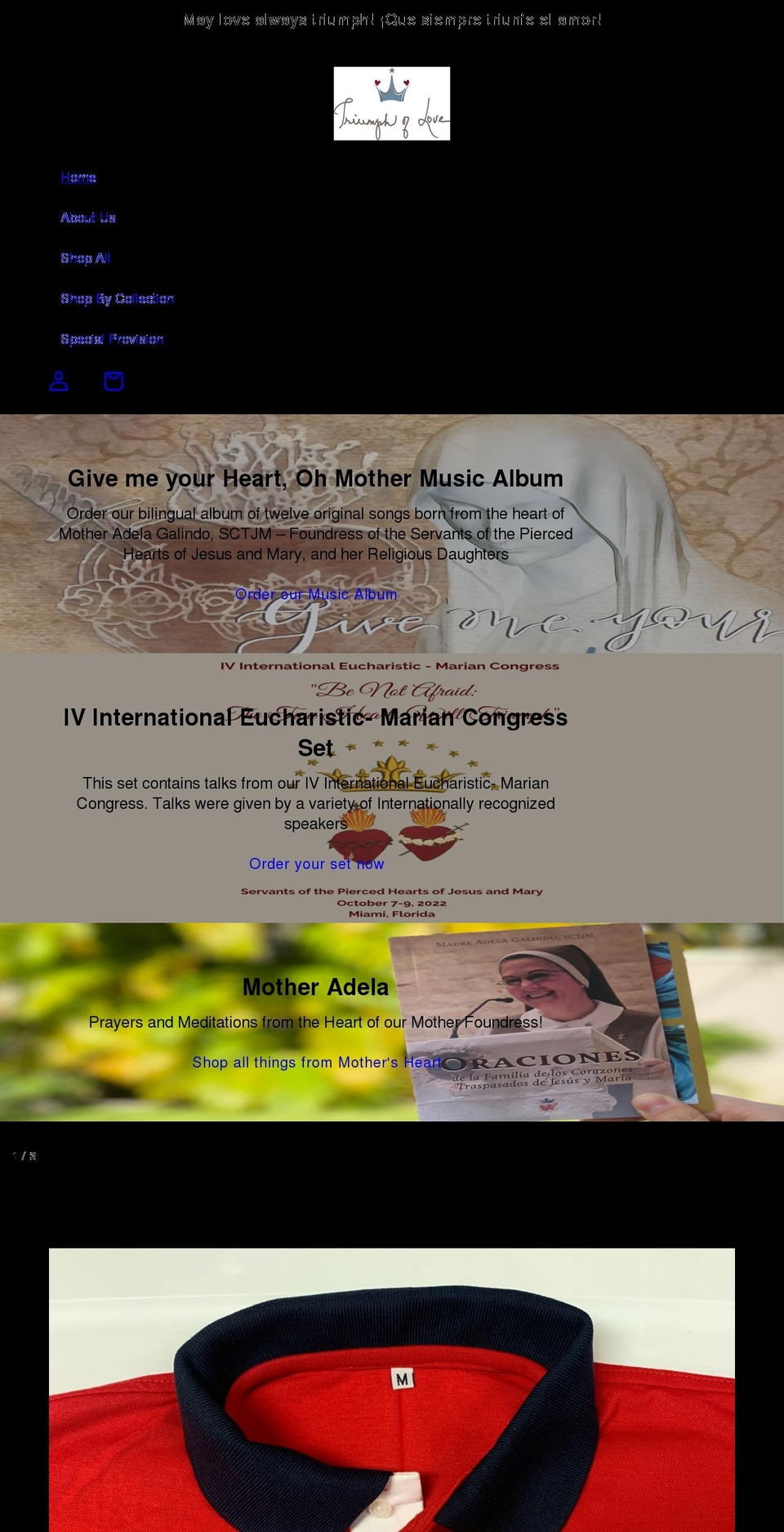 triumphoflove.org shopify website screenshot