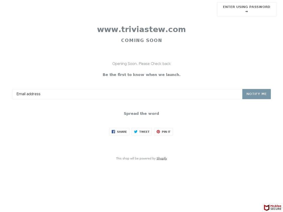 triviastew.com — Shopify storefront screenshot