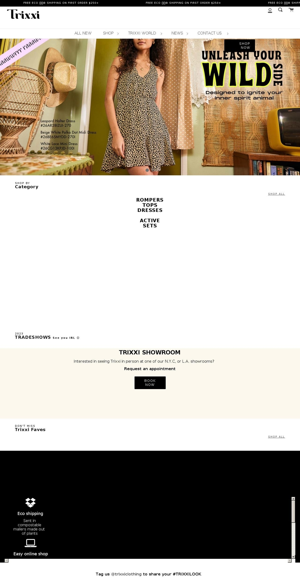 trixxiwholesale.com shopify website screenshot