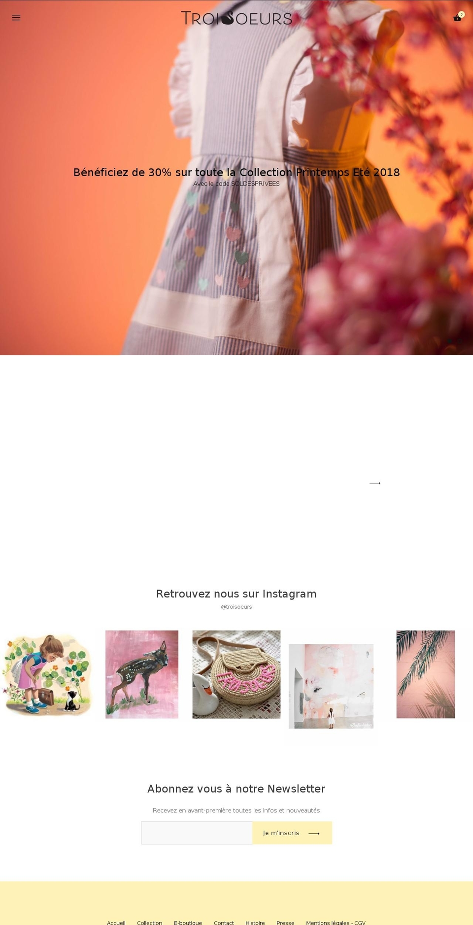troisoeurs.com — Shopify storefront screenshot