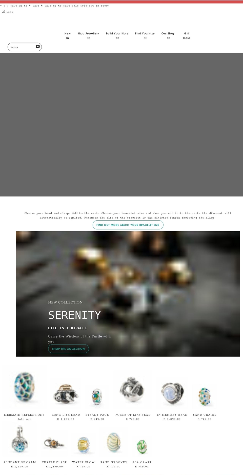 trollbeads.co.za shopify website screenshot