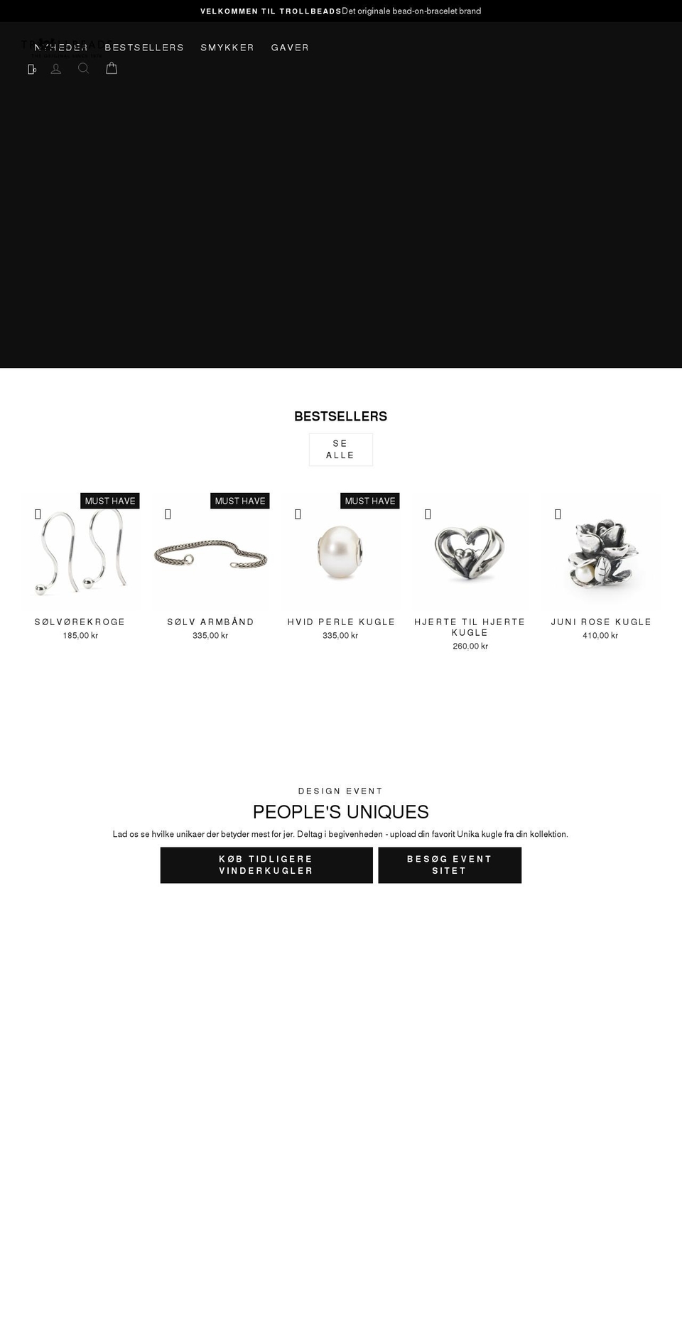 trollbeads.dk shopify website screenshot