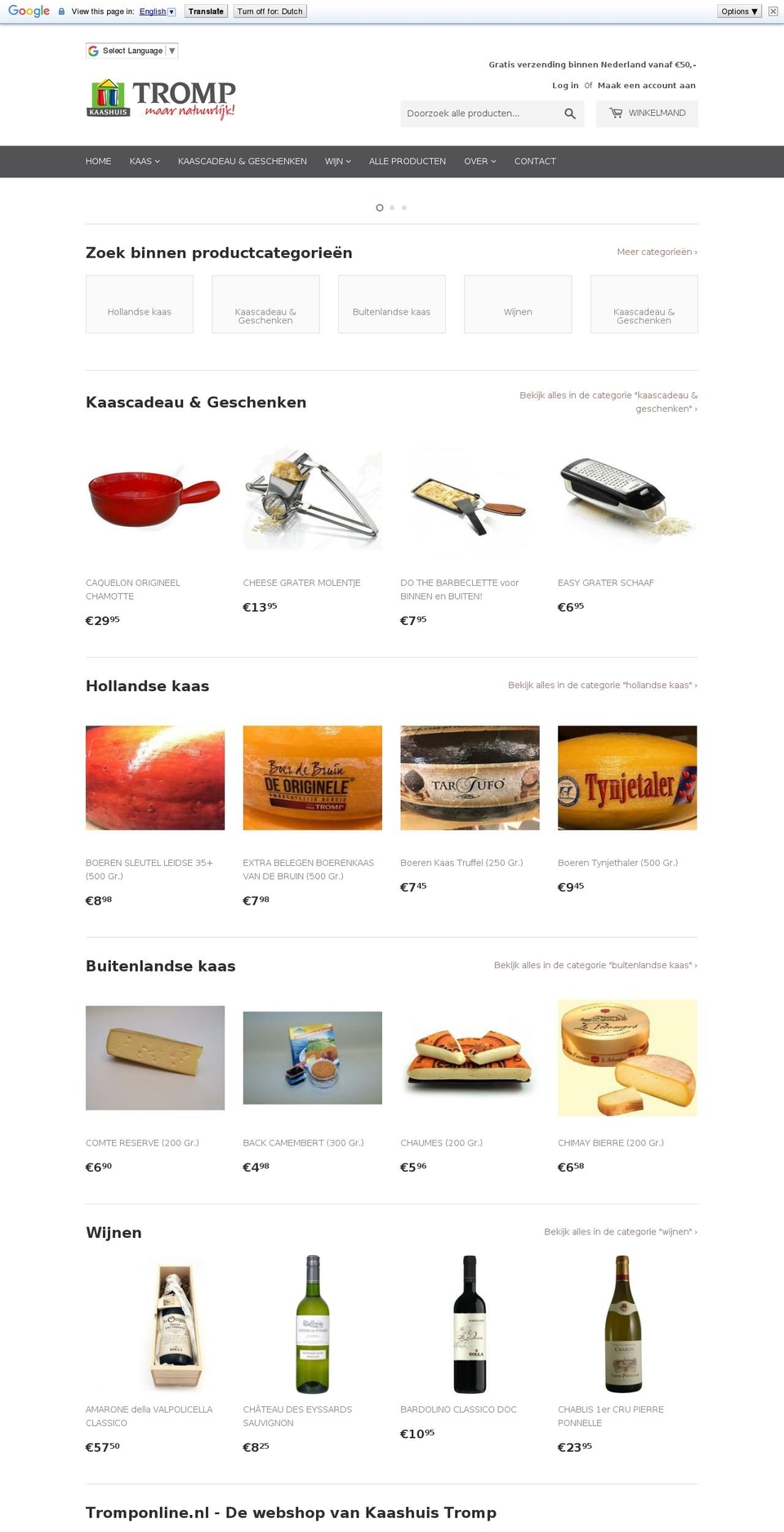 tromponline.nl shopify website screenshot