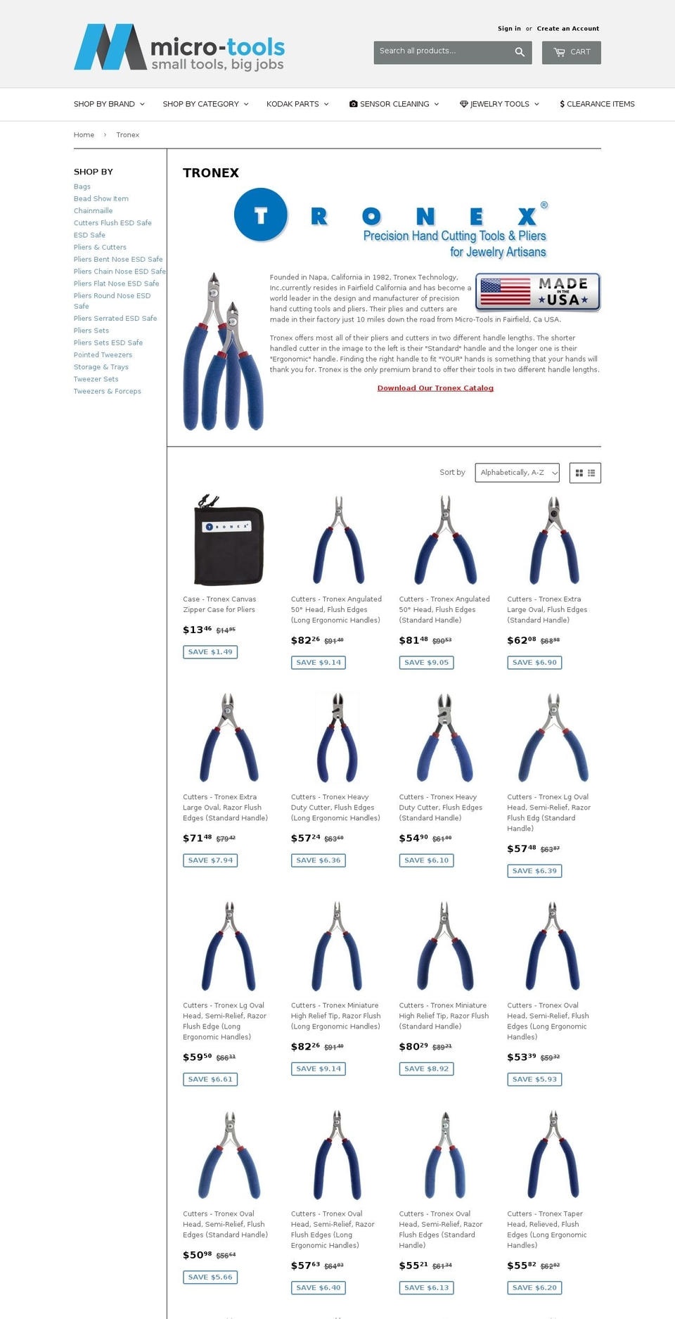 tronex-pliers.com — Shopify storefront screenshot