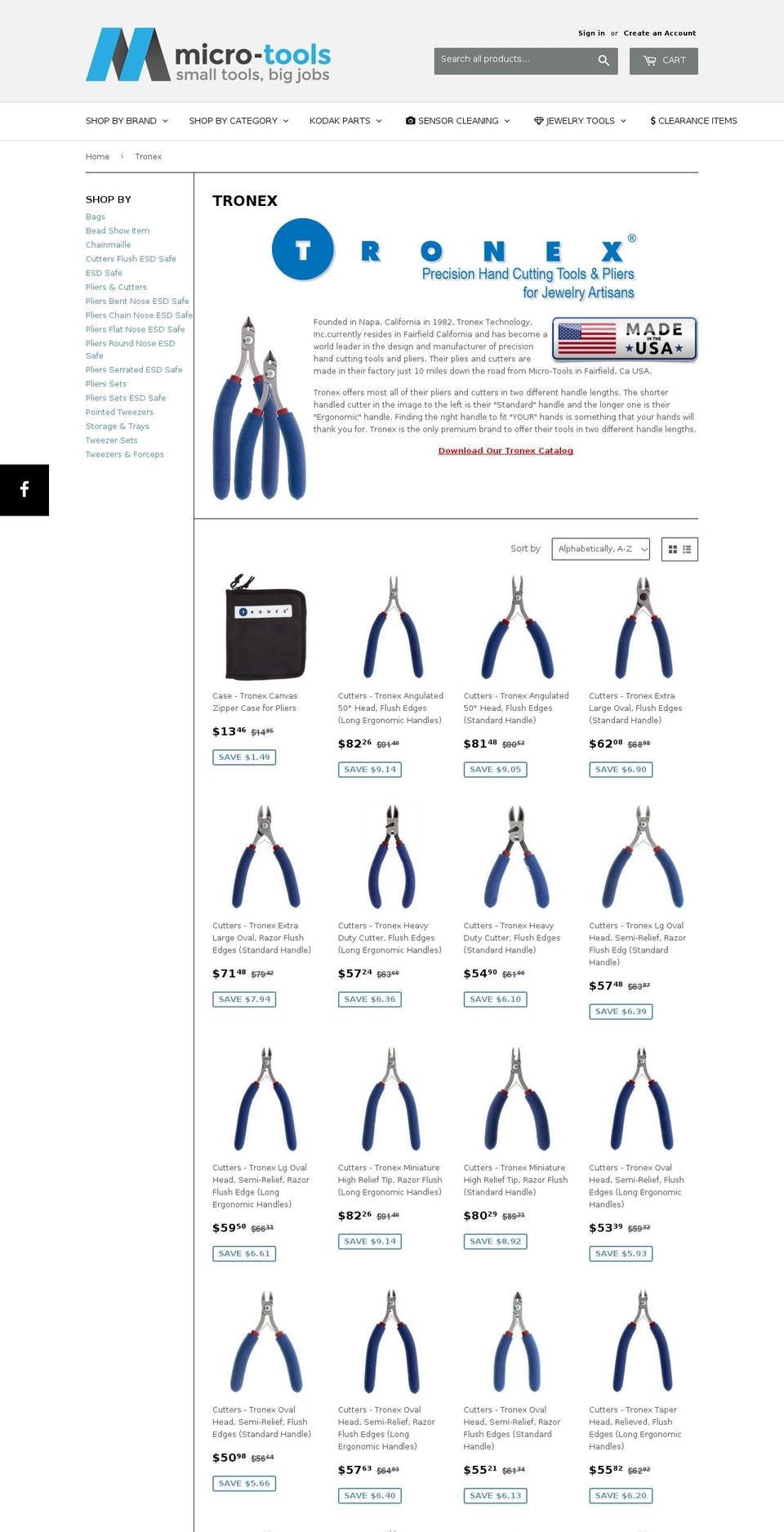 tronex-tools.com shopify website screenshot