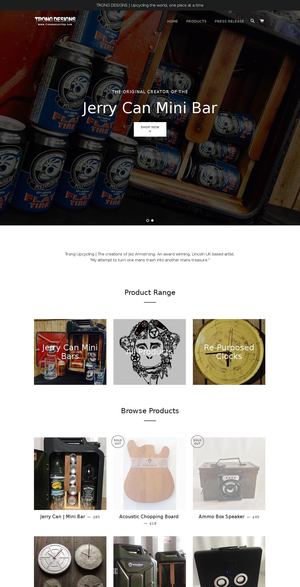 trongupcycling.com shopify website screenshot