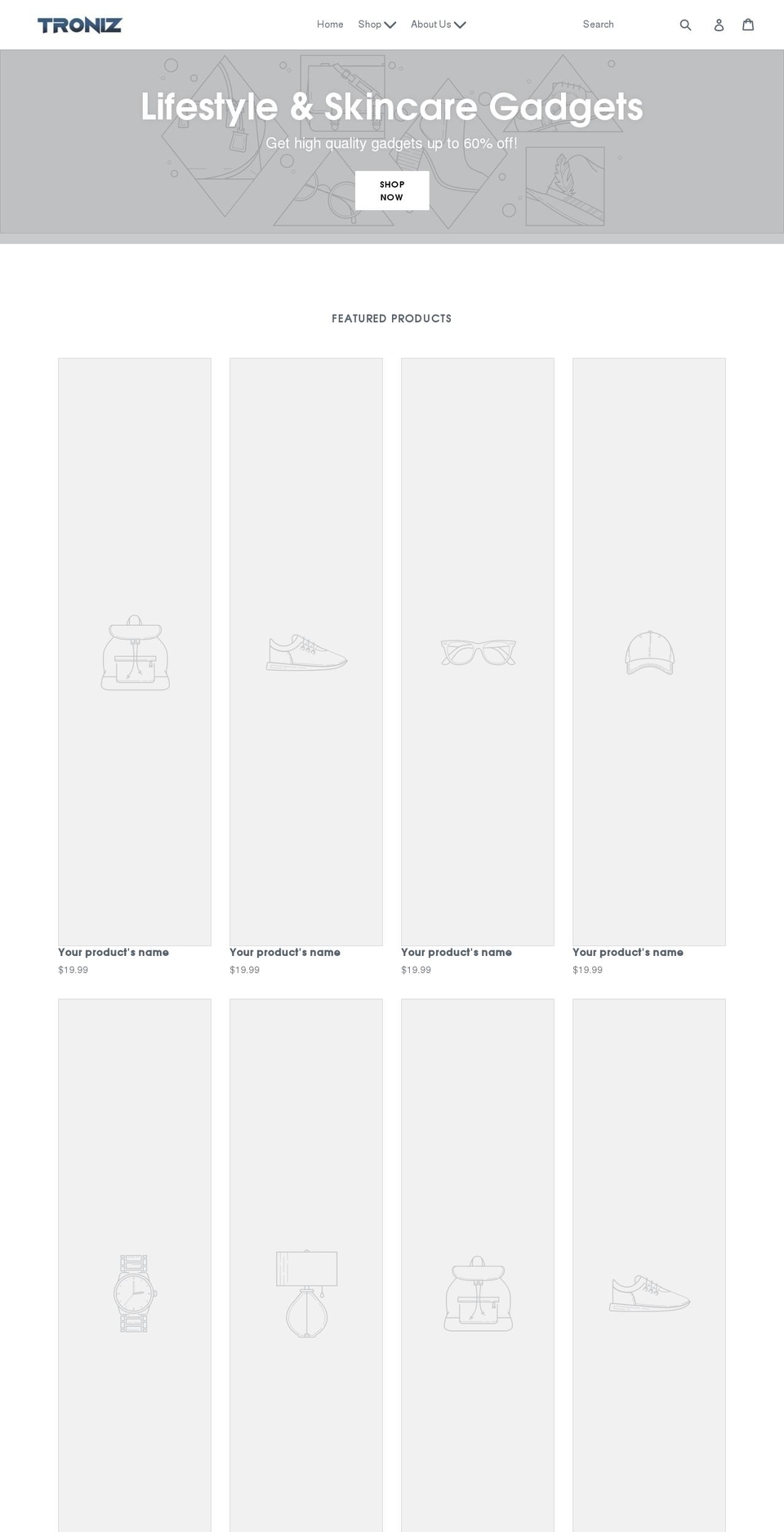 troniz.com shopify website screenshot