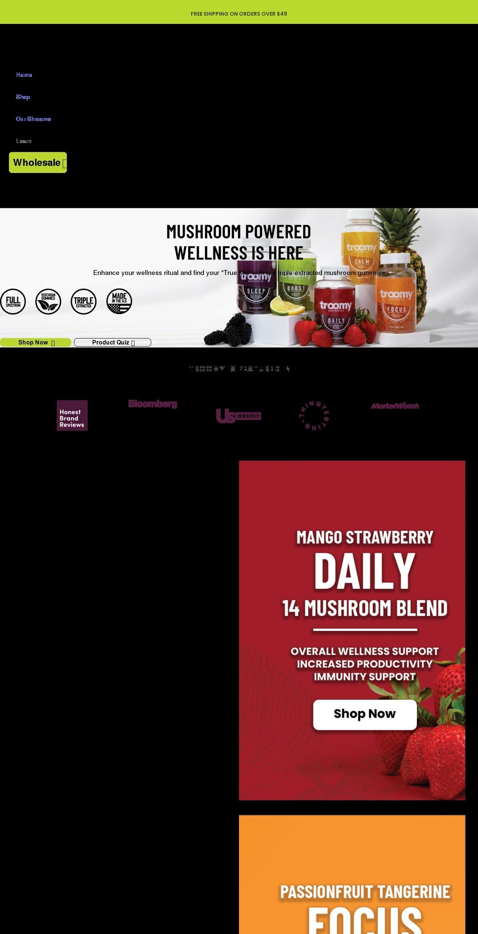 troomy.com shopify website screenshot