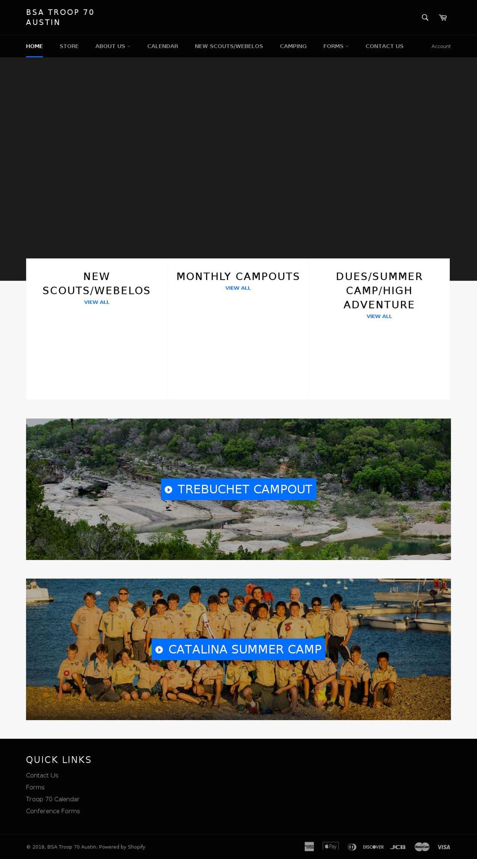 troop70austin.org shopify website screenshot