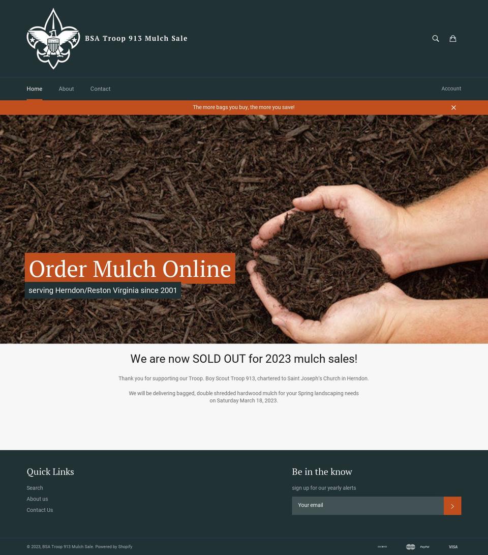 troop913mulch.com shopify website screenshot