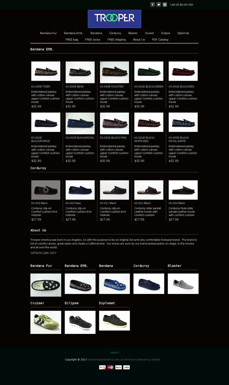 trooperamerica.com shopify website screenshot