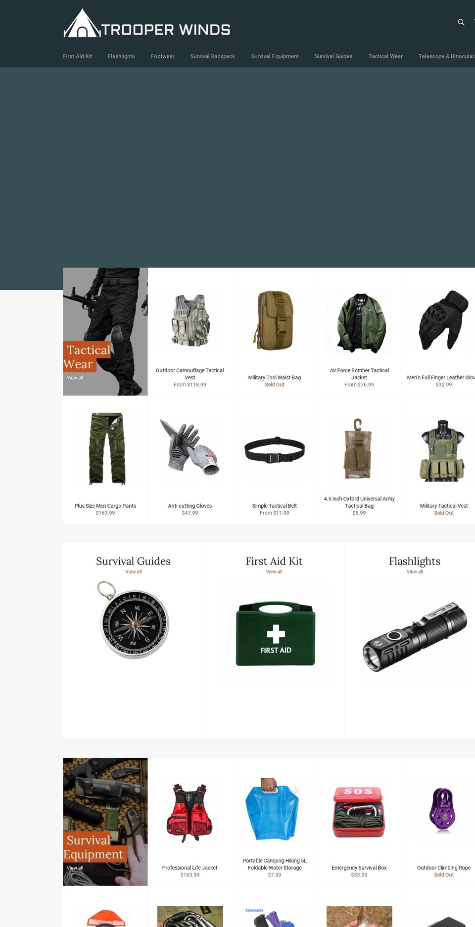 updated-theme Shopify theme site example trooperwinds.com