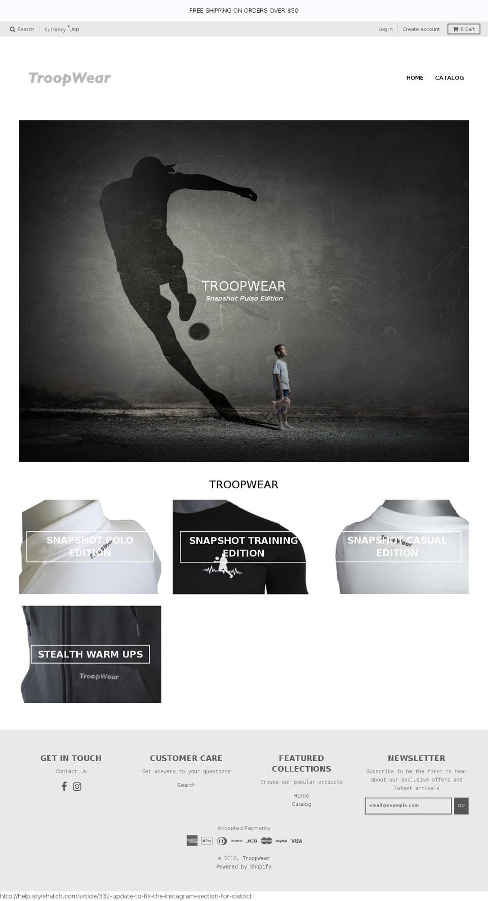 troopwear.com shopify website screenshot