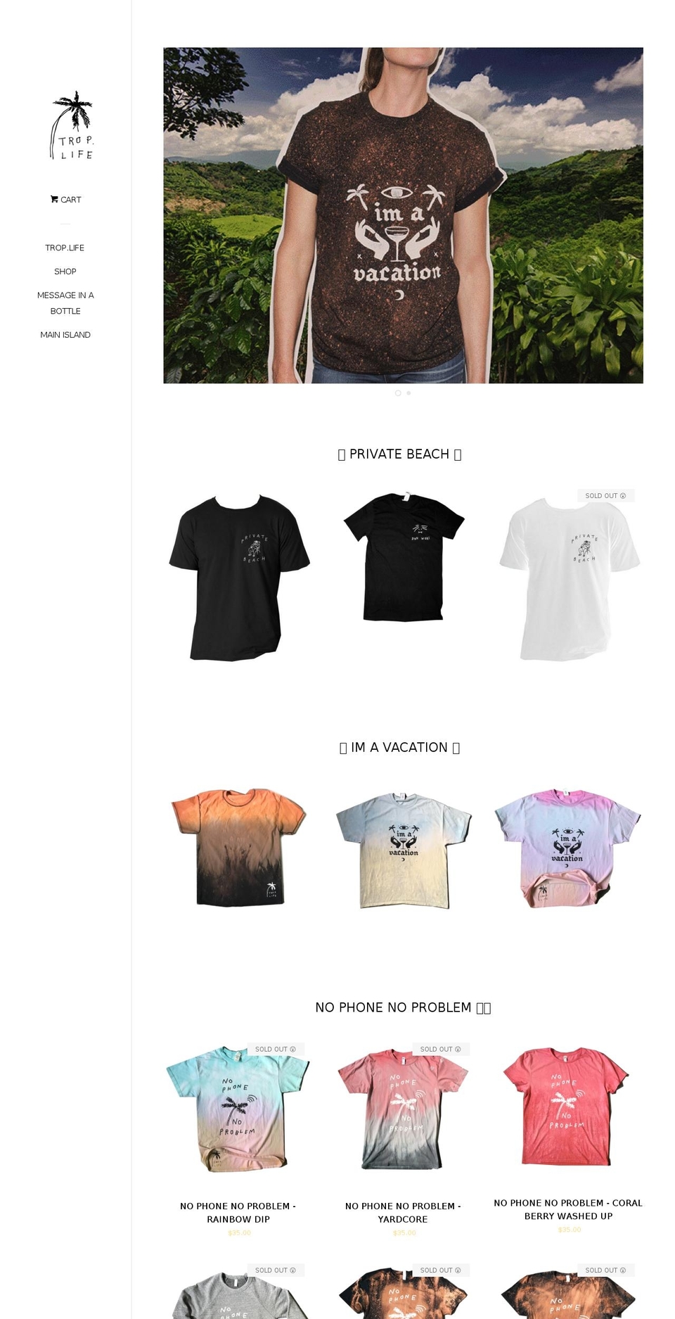 trop.life shopify website screenshot