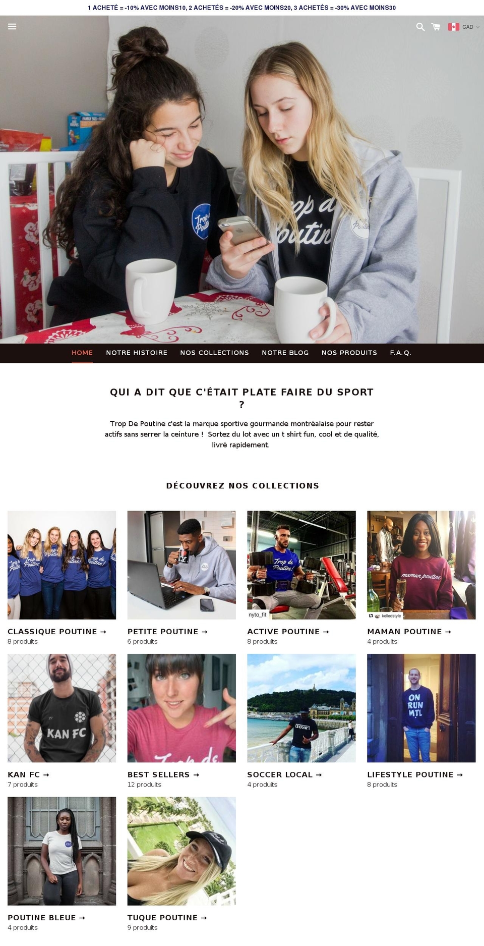tropdepoutine.myshopify.com shopify website screenshot