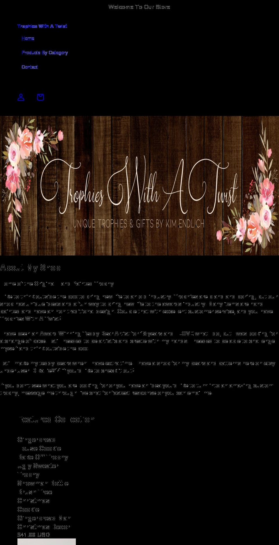 trophieswithatwist.com shopify website screenshot