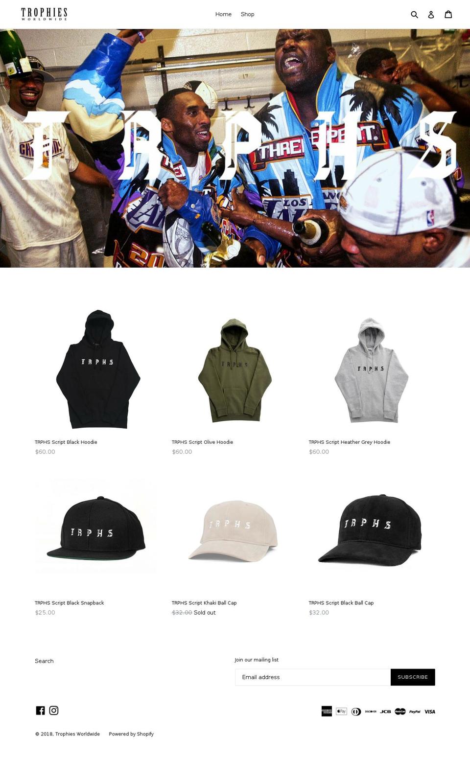 trophiesworldwide.com — Shopify storefront screenshot