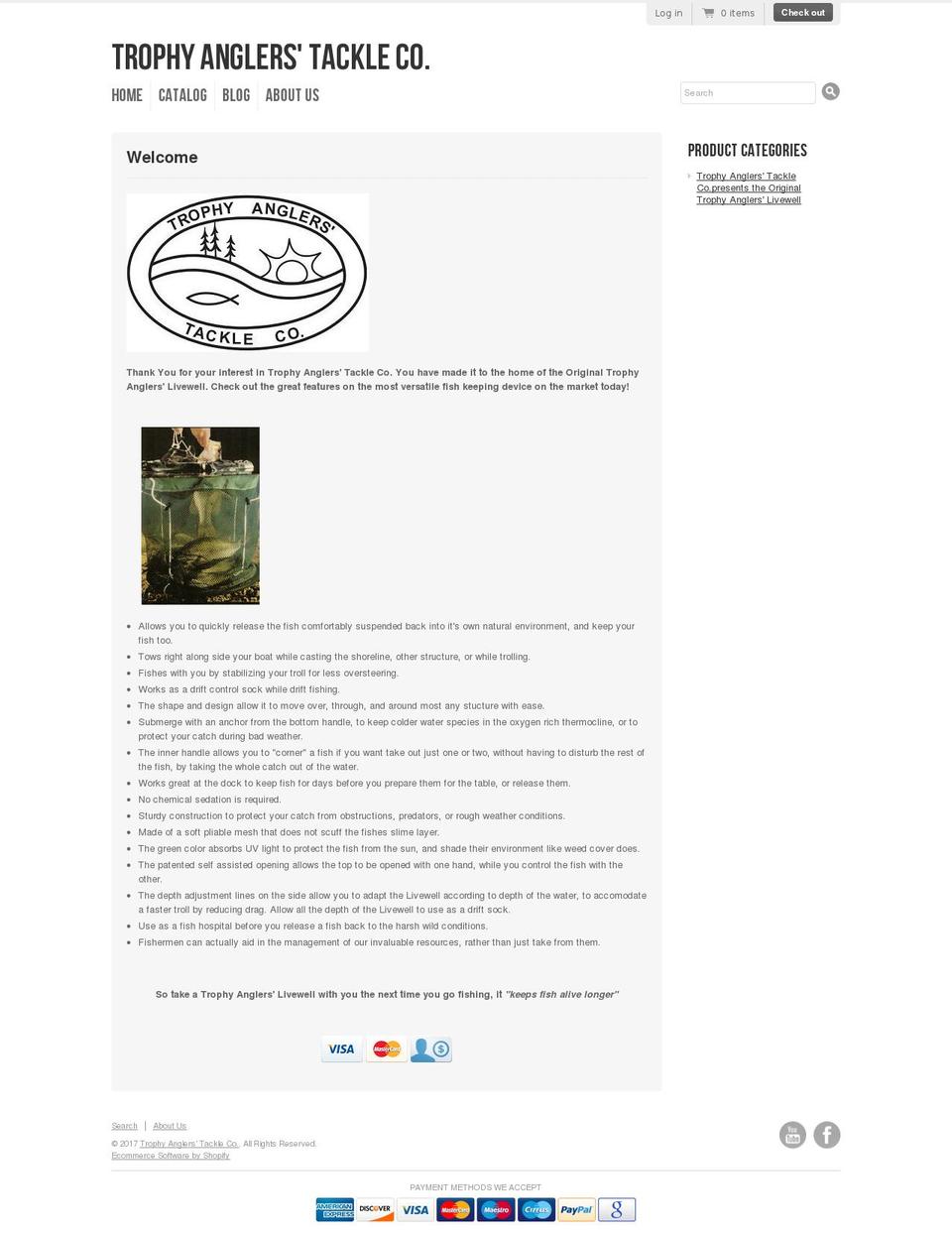 trophyanglerstackle.com shopify website screenshot