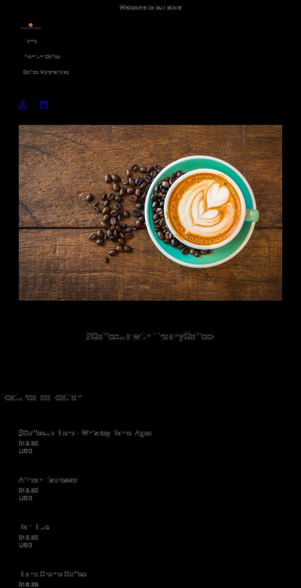 trophycoffee.com shopify website screenshot