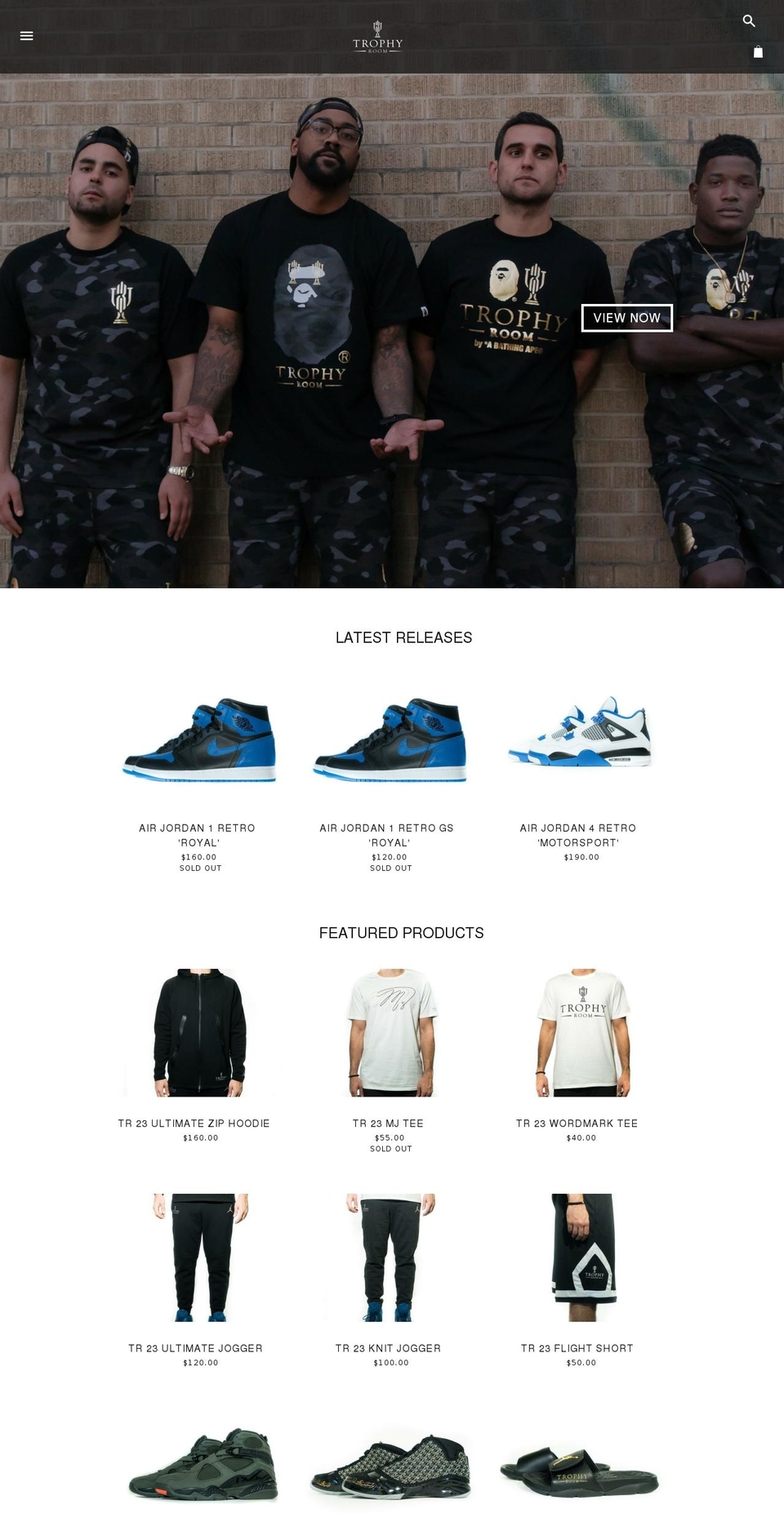 Highlight Shopify theme site example trophyroomstore.com