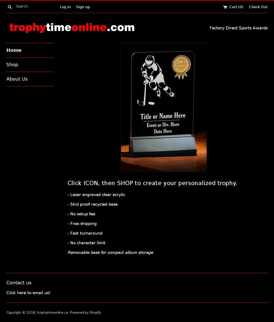 trophytimeonline.com — Shopify storefront screenshot