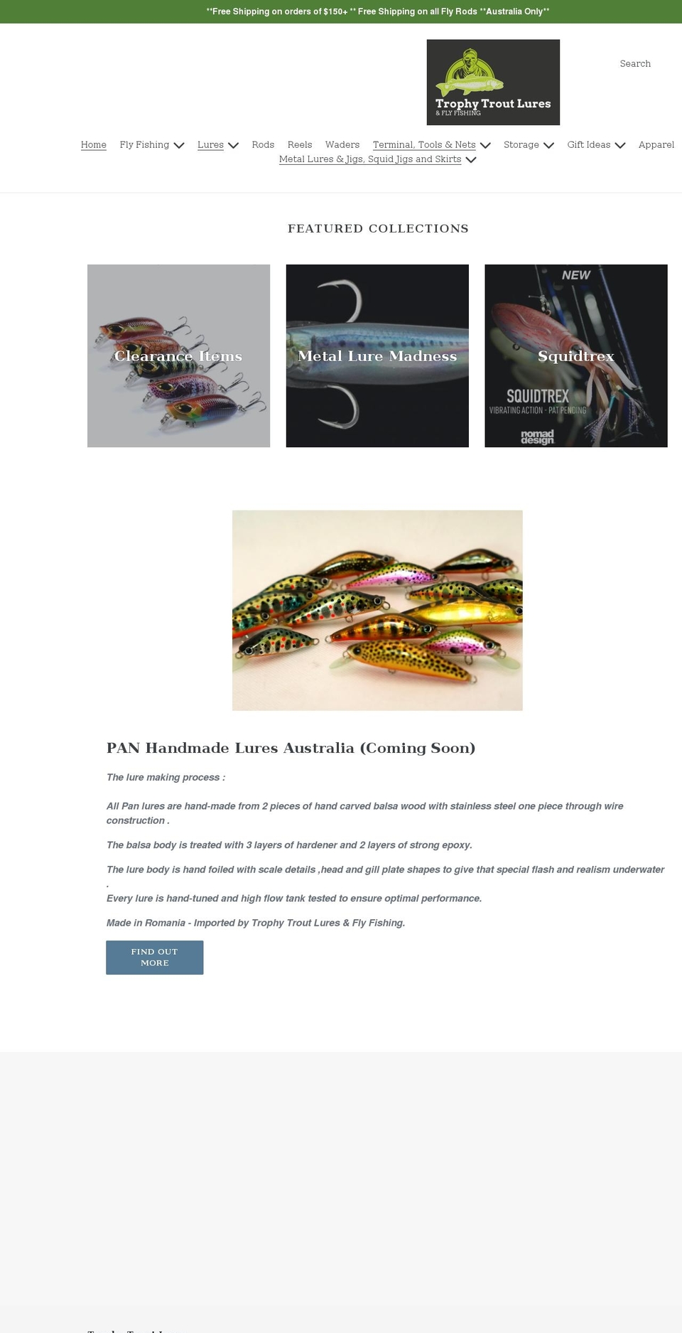 trophytroutlures.net shopify website screenshot