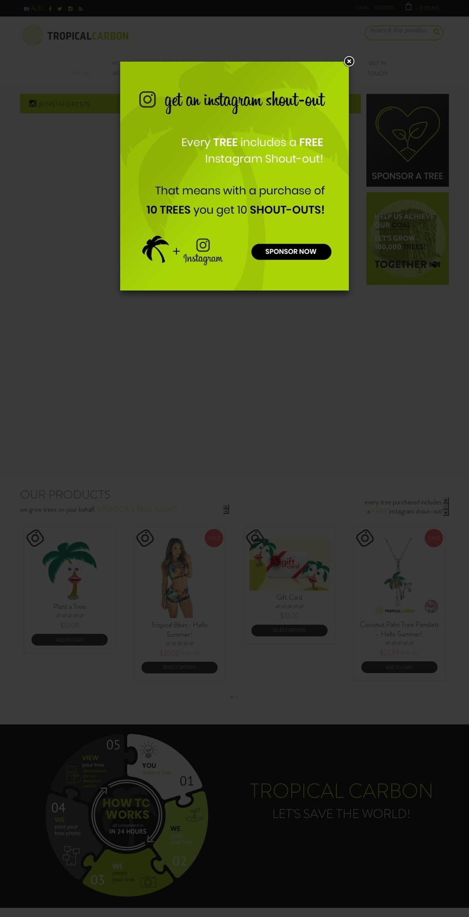 tropicalcarbon.com — Shopify storefront screenshot
