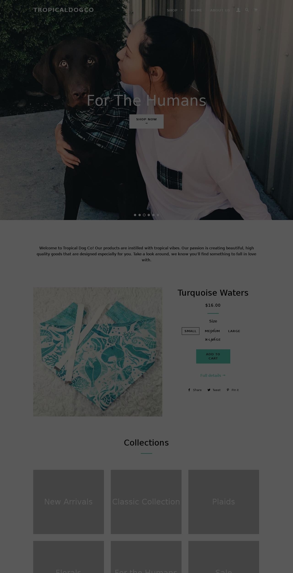 tropicaldogco.com — Shopify storefront screenshot