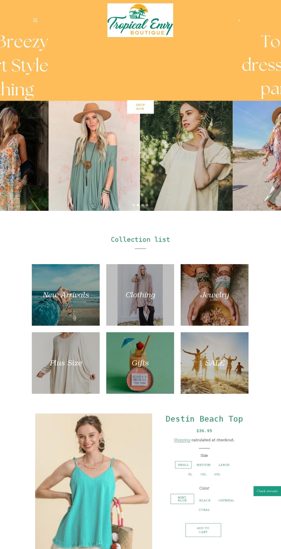 tropicalenvy.net shopify website screenshot