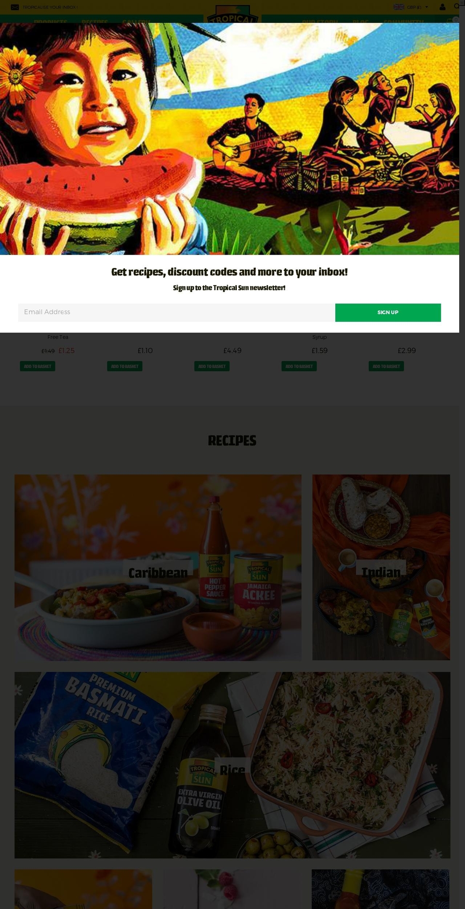 tropicaliseyourfood.com — Shopify storefront screenshot