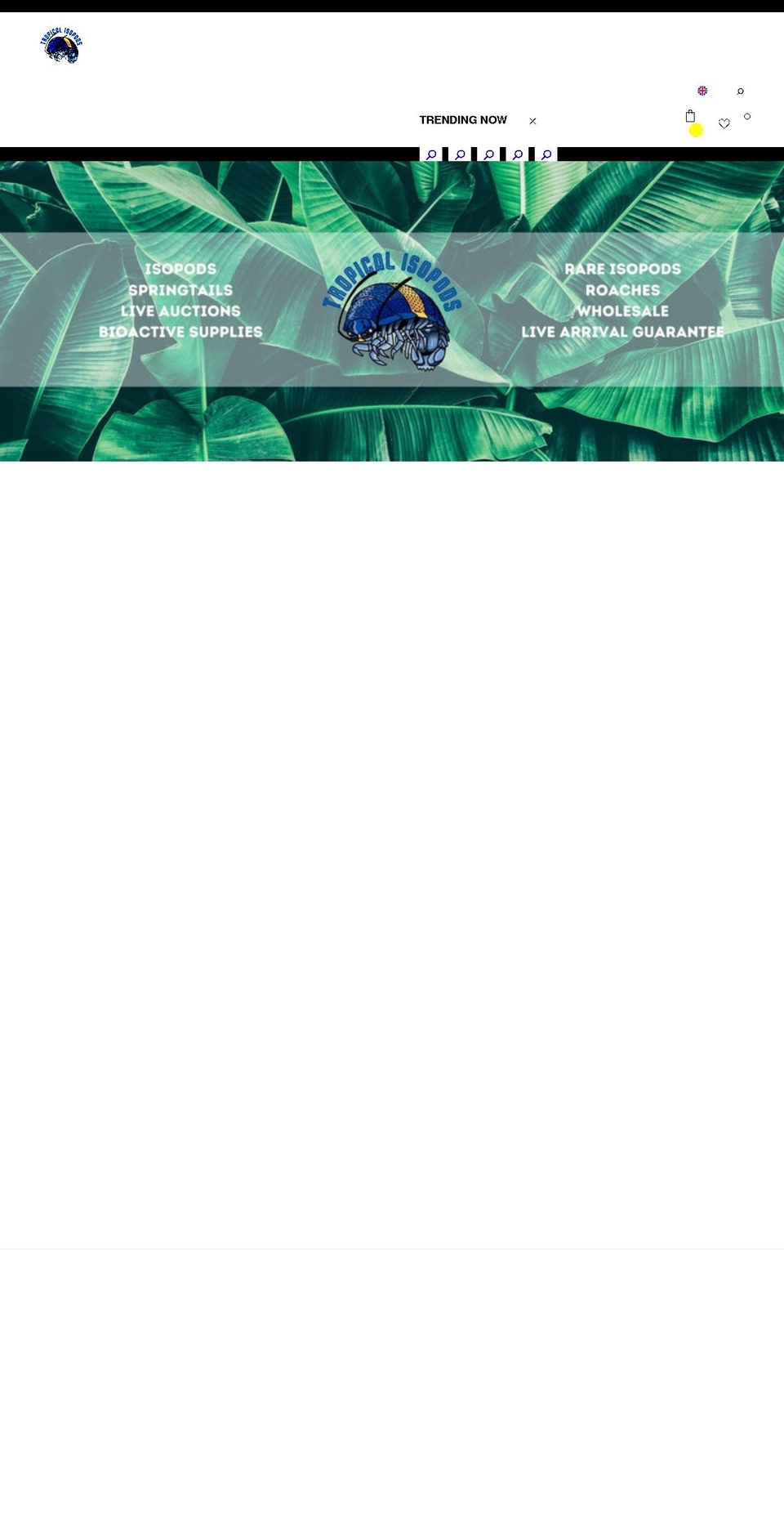 tropicalisopods.com shopify website screenshot