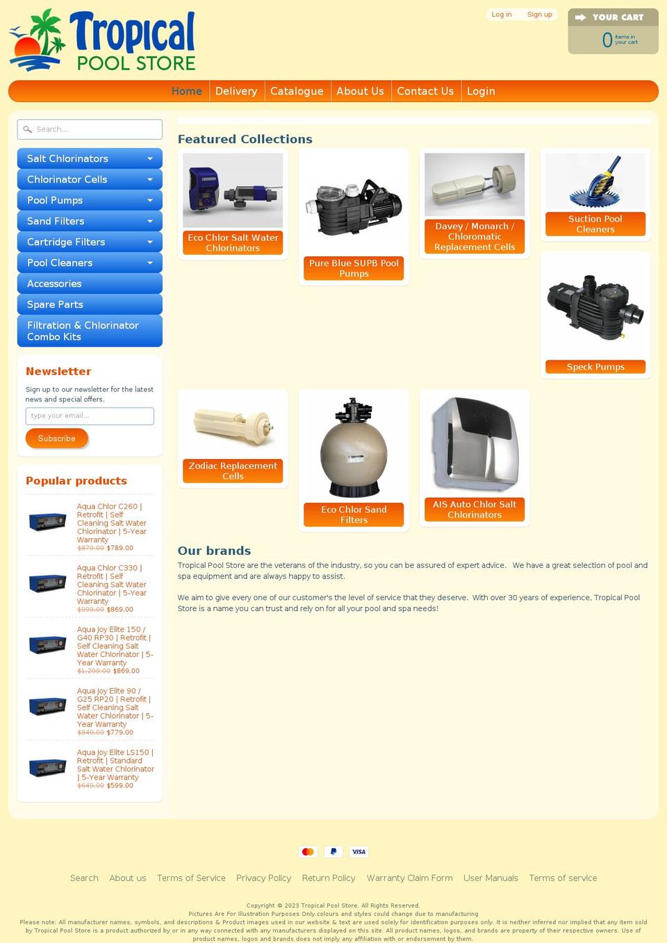 tropicalpoolstore.com.au shopify website screenshot