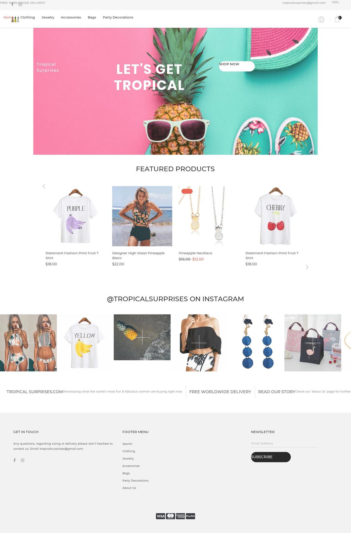 Fashe Shopify theme site example tropicalsurprises.com