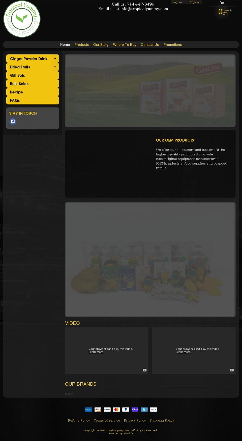 tropicalyummy.com shopify website screenshot