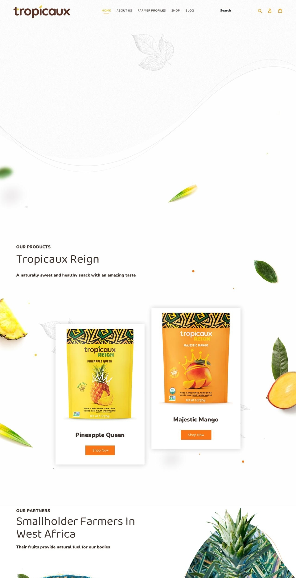 tropicaux.com shopify website screenshot