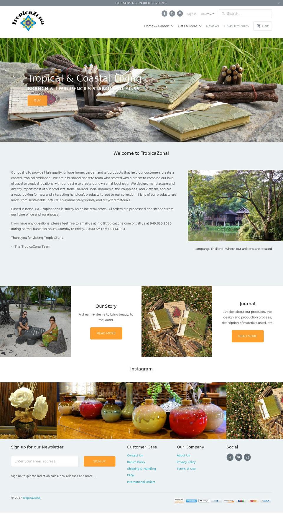 tropicazona.com shopify website screenshot