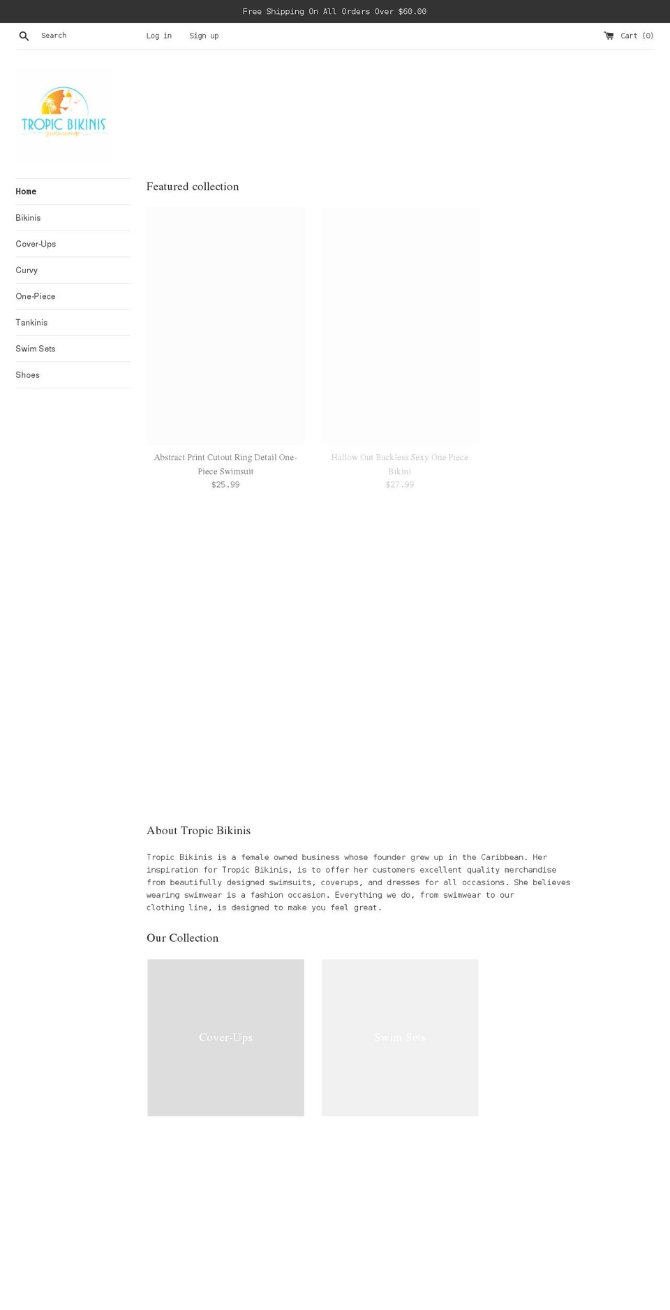 tropicbikinis.com shopify website screenshot