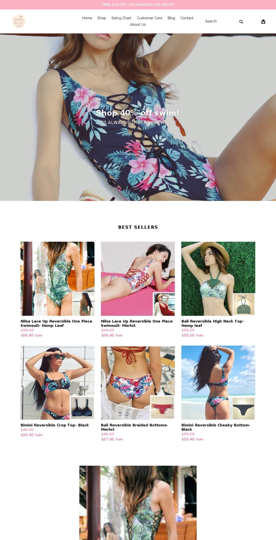 tropichouseswim.com shopify website screenshot